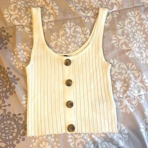 xs white crop top with buttons down from